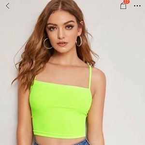 Neon Green Criss Cross Lace Up Crop Top